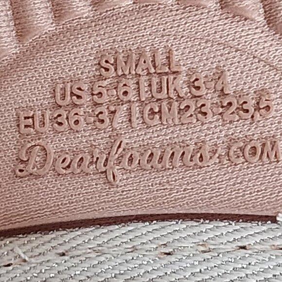 Dluxe by Dearfoams Cream Plush Rubber Soled Super Mom Memory Foam Slippers Sz S - Picture 14 of 16